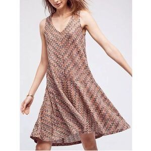 Maeve x‎ Anthropologie Orange Knit Chevron Dress Size Small